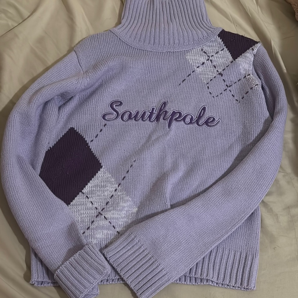 South Pole Women's Purple Turtleneck Sweater Vintage